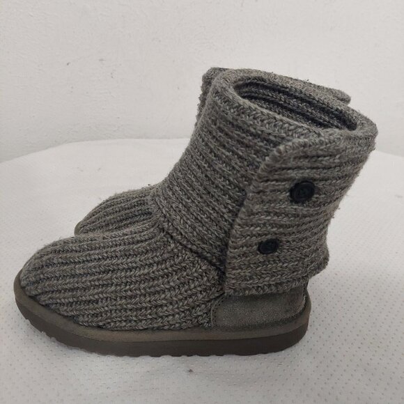 UGG Australia Girls Cardy Knit Sweater Boots Gray Marled Buttons 5649 Size 3 US - Picture 5 of 10